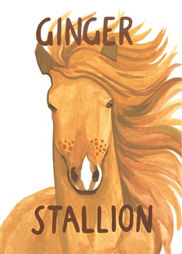 What an awesome compliment! Send a ginger stallion this ginger stallion Birthday card by Unknown Ink.