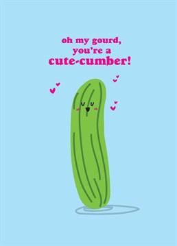 Let someone special know that if they were a vegetable, they'd definitely be a cute-cumber! A healthy, wholesome Valentine's Anniversary card designed by Scribbler.