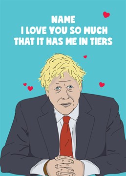 Lock down your lover this Valentine's Day and show how much you care about them by personalising this funny, Boris Johnson inspired Anniversary card by Scribbler.