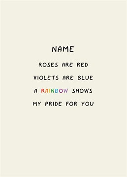 Who says traditions can't be improved upon? It's about time this poem had an update! Add a name to personalise this LGBTQ+ Valentine's card by Scribbler.