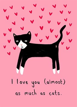 Let your loved one know that if cats have 90% of your heart then they get the remaining 10%! Valentine's card by Scribbler.