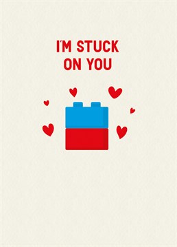 Let that special someone know that you're pretty attached to them, in fact, you may never lego! Funny Valentine's card designed by Scribbler.