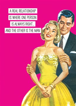 Put your partner in his place by sending him this funny, retro style Valentine's card and make sure he knows who really wears the pants. Designed by Scribbler.