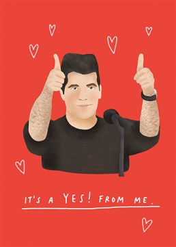 Send Simon Cowell (and his surprisingly hairy arms) to tell that special someone they've got the X-Factor. Designed by Scribbler.