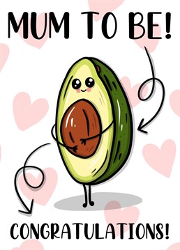 Cute avocado mama cradling her bump, perfect for congratulating mums to be!