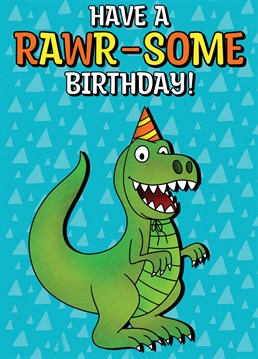 Send your favourite Dino fan this cool t-Rex birthday card to wish them a rawr-some birthday!