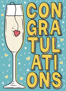 Send some colourful congratulations vibes with this funky champagne card