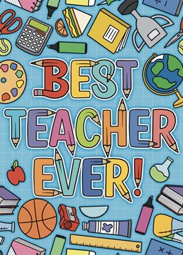 Send teach some love with this colourful best teacher ever card. Perfect for your little one to write a heartfelt message or as a thank you from a parent.