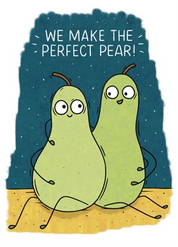 Send some love with this cute cartoon pear couples card