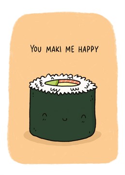 The perfect Whale & Bird anniversary card to serve up to your sushi loving soy-mate.