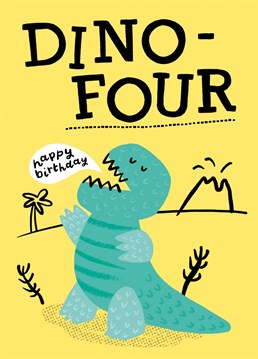 Quirky illustrated dino themed Birthday card from Whale & Bird.