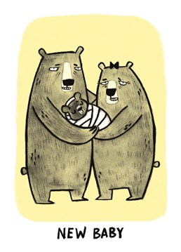 Quirky illustrated grumpy bear themed card from Whale & Bird.