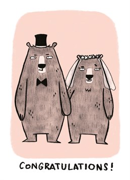 Quirky illustrated bear themed Wedding card from Whale & Bird.
