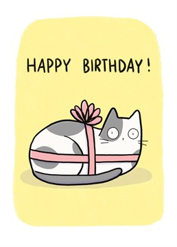 Wish someone a happy birthday with this special cat surprise! Card from Whale & Bird.