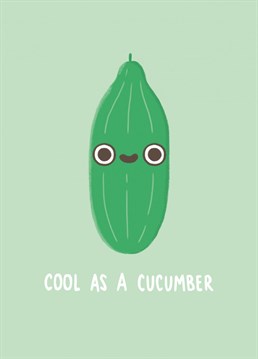 Cool as a cute cucumber. Send this happy cucumber card to your favourite vegan or veg fanatic who might need a little luck or motivation. Design by Whale & Bird.