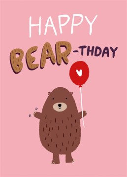 Don't forget their bear-thday with this cuddly little brown bear Birthday card. Design by Whale & Bird.