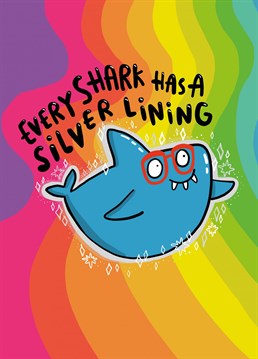 Make the most of every situation when you send this shiny little shark in his cheery glasses. Design by Whale & Bird.
