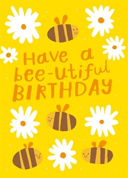 Nothing says happy birthday quite like a beautiful cheery yellow card full of bees. Send a special birthday wish to your favourite gardener or wildlife fan. Design by Nikki Miles for Whale & Bird.