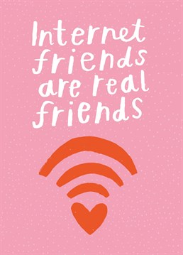 Who ever said internet friends aren't real friends needs to get with the times! Express how grateful you are for your favourite online pal with this cute pink Birthday card. Design by Nikki Miles for Whale & Bird.