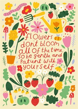 Send a little floral sunshine with this motivational self care card. The perfect way to brighten someone's day and let them know you're thinking of them. From Nikki Miles for Whale & Bird.