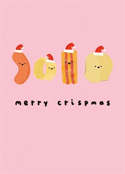 What says Christmas more than a pink card covered in your favourite crisps! The perfect pun filled card for the crisp fan in your life from Whale & Bird.