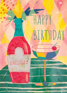 Send this pretty prosecco inspired card to a loved one to celebrate a birthday
