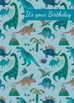 Wish your dinosaur loving friends a happy birthday with this brilliant card.
