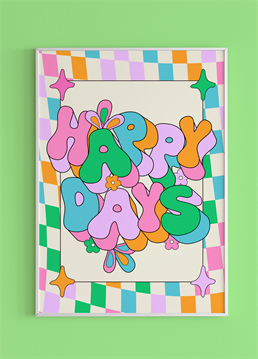 <p>Brighten your wall with this stunning Happy Days A4 print! Perfect for those looking to brighten up there space and create a joyful vibe!</p>
<p>Groovy collage &amp; retro typography mixed with bold colour is the main theme for Printed Weird wall prints!</p>
<p>Each design is digitally drawn by the Printed Weird team and then printed to order.</p>
<p>Printed on 265gsm satin paper to give a high quality, vibrant finish.</p>
<p>A4, frame not included - 210 x 297 mm</p>
<p>Each print is packaged in a recyclable cellophane bag for protection &amp; cardboard envelope with stiffener.</p>
<p>This item is sent seperately from our cards so they will not arrive together</p>