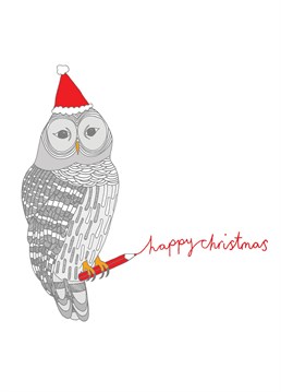 A snowy owl with a handwritten message to send at Christmas.    Designed by You've got pen on your face.