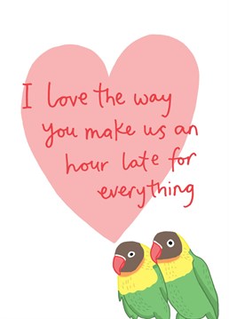 A cheeky little love bird card to send to your lover, reminding them just what you love (or not) about them! Perfect for Valentines or Anniversaries.    Designed by You've Got Pen On Your Face.