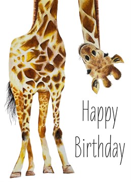 Happy Birthday Giraffe card, handmade painting design for your family, friends or loved ones.