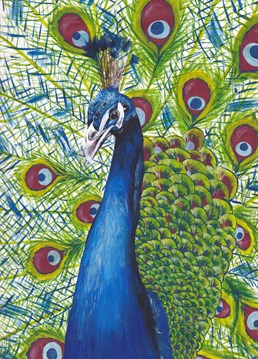Peacock card, handmade painting design for your family, friends or loved ones.