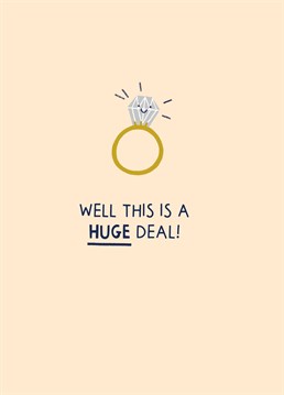 Send your best wishes to the happy couple with this fun and cute illustrated ring character engagement card!