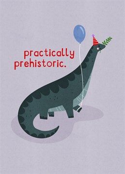 Send your best wishes to the old dinosaur in your life with this cute yet cheeky 'practically prehistoric' birthday card!