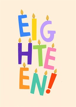 Send your best wishes to your loved one on their 18th birthday with this bright and bold eighteenth birthday card suitable for both him and her!