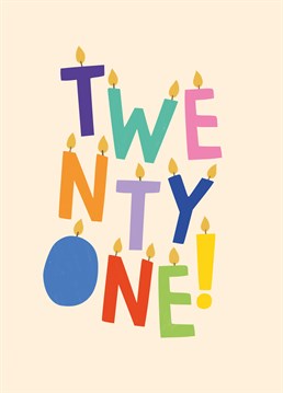 Send your best wishes to your loved one on their 21st birthday with this bright and bold twenty-first birthday card suitable for both him and her!