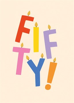 Send your best wishes to your loved one on their 50th birthday with this bright and bold fiftieth birthday card suitable for both him and her!