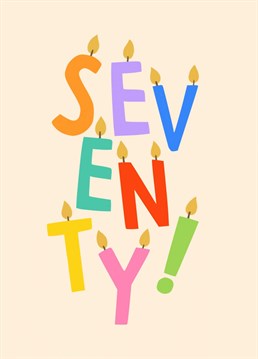 Send your best wishes to your loved one on their 70th birthday with this bright and bold seventieth birthday card suitable for both him and her!