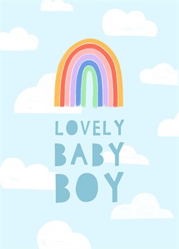 Send your best wishes to your loved ones on the arrival of their lovely baby boy with this cute rainbow card.