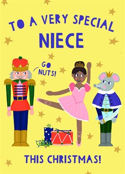 Send your love and best wishes to your niece this Christmas with this cute and fun Nutcracker Christmas card!