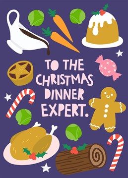 Send your love and appreciation to the best home-chef this Christmas with this fun Christmas Dinner Christmas card!