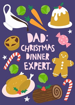 Send your love and to the best home-chef this Christmas with this funny Christmas dinner Christmas card!