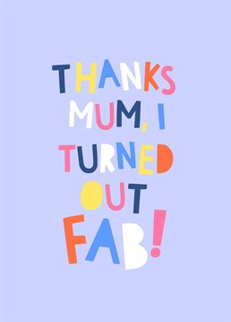 Send your mum some light-hearted humour this Mother's Day with this fun and contemporary typographic card for mum.