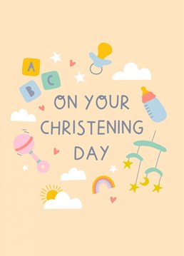 Send your love and best wishes on the little one's Christening Day with this cute illustrated Christening Card. With a neutral colour palette, this card is suitable for both boys and girls.