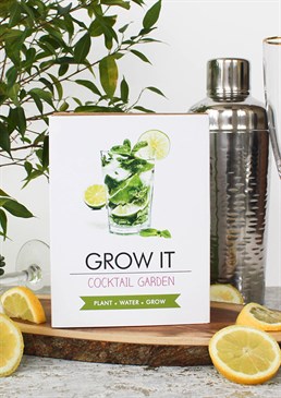 Lift your spirits with this awesome set!. Grow your own cocktail garden at home. Perfect gift for boozy gardeners. Add flavour to your favourite tipple. Calling all cocktail enthusiasts! Try adding Peppermint to your Pimms, Lemon Balm to your Mojitos and lime basil, lemon juice and sugar to your gin just for starters!  This great set contains the following - Cucamelon, Blue Borage, Lemon balm, Peppermint and lime basil seeds plus 5 growing pots with coconut husks, plant markers and full instructions. Bring out your inner mixologist and impress your friends with your home grown infusions! Cards and gifts are sent separately. Please view our Delivery page for more details on Gift processing and delivery times.