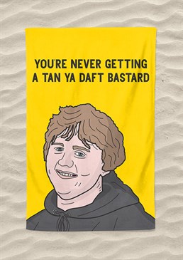 Fair skin and a *hint* of red in your hair? Sounds like you're a wee bit peely-wally there pal! Who're you kidding? Slap on the factor 50 and hide under a parasol with this Lewis Capaldi inspired beach towel. Machine washable. 147cm x 100cm - extra-large size! Made from 300gsm microfibre towelling. Please note this product is made to order and is non-returnable.