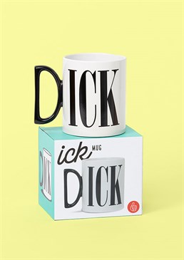 Mug someone right off. Ceramic mug with letter D handle. Plausible deniability. Great gift for a proper dickhead. Fancy a splash of humour and a spoonful of honesty with that coffee? This novelty mug is an instant crowd-pleaser that'll guarantee a laugh every time.  Whether you're at home or in the office, let every Tom, Dick and Harry know exactly what you think of them and don't sugar coat it. And if he's actually called Dick, then even better!  This subtle &ldquo;ICK&rdquo; mug would make a great gift that's even more enjoyable when it takes them a minute for the penny to drop. And if your boss walks by, just grab hold of the handle and they'll never know!