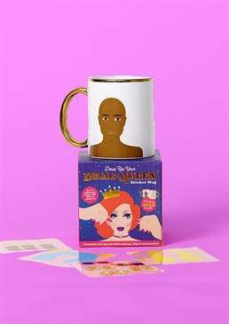 Beat that mug! Serving looks and drinks Double sided drag queens Includes 100s of stickers to customise Stunning gold rim and handle Dimensions: 10cm high, 12cm wide (including handle) Spill the tea, sis! It's piping hot and overflowing with charisma, uniqueness, nerve and talent... Time to kill while you're waiting for the kettle to boil? Like many queens, this ceramic mug has two faces for you to completely make over every time you have a cuppa! Take quick drag to the next level and create your own unique queens within seconds, using hundreds of magnetic stickers for eyes, wigs, lips and Accessories. A glamorous mug fit for any queen, this would make a quirky and creative gift for any Drag Race fan to make them yell, &ldquo;Yassss Queen!&rdquo;  New In For Her For Him Lockdown Gifts Gifts Secret Santa Bottles & Mugs Novelty Gifts