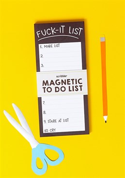 You can do it, we believe in you! As much as you want to say fuck this and cry, try not to be defeated before you've even started. Use the 10 numbered lines provided to keep each day in check and tick off jobs as you go for ultimate satisfaction. This handy magnetic pad is perfect for all your list-making needs and a useful additon for any fridge!
