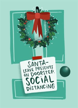 Book your contact-free delivery from Santa this year and save him the effort of all that chimney malarky - win, win! Funny Christmas design by Lucy Maggie.